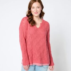 Peace Love World Open Stitch Sweater